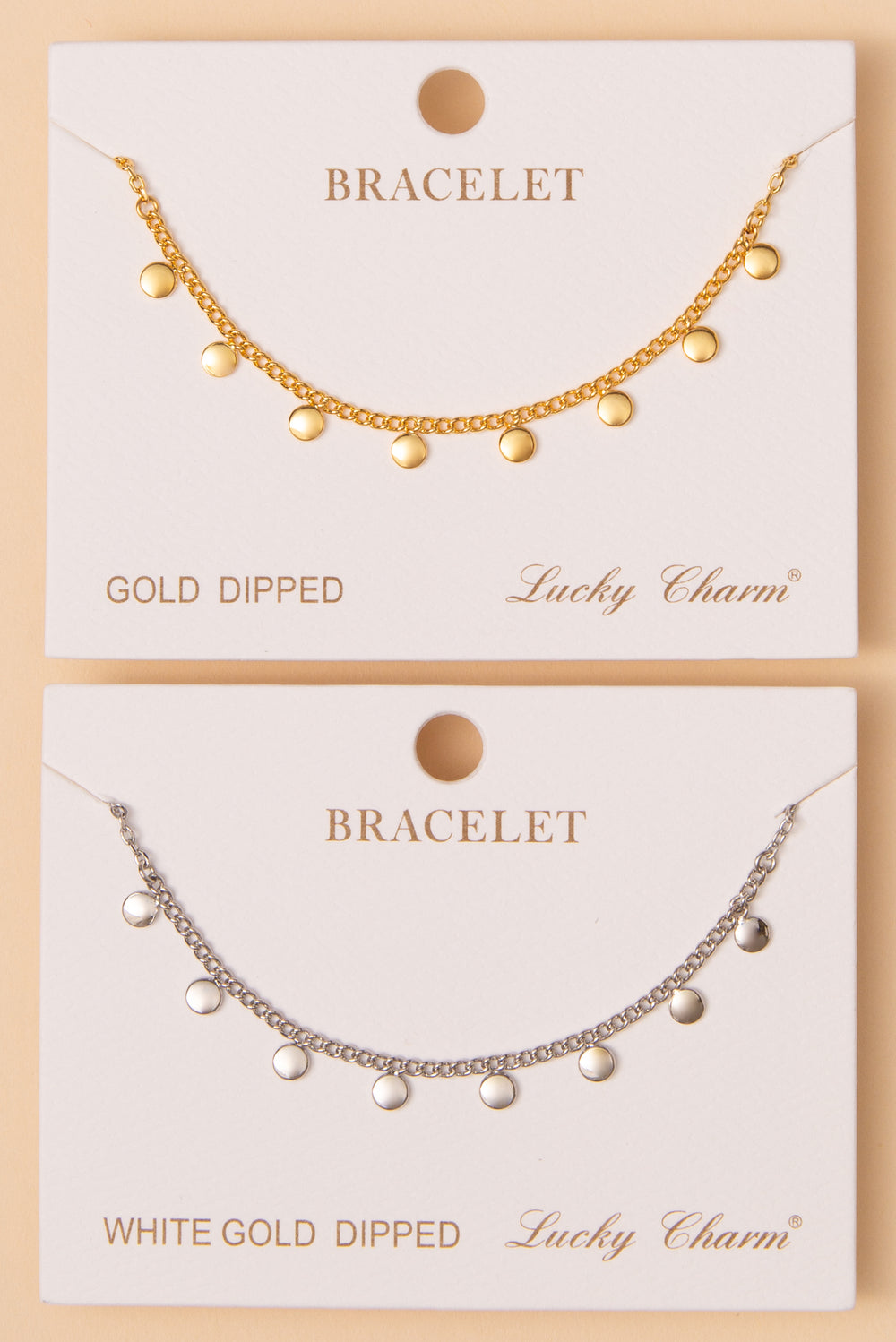 Luna Polished Charm Disc Chain Bracelet