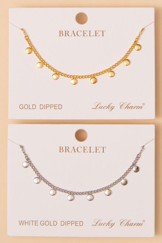 Luna Polished Charm Disc Chain Bracelet