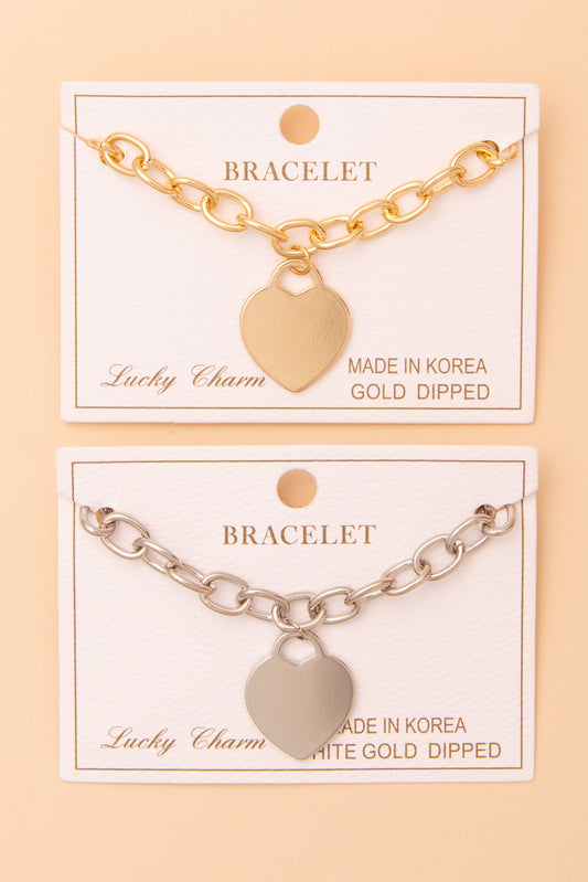 Bella Polished Heart Charm Bracelet