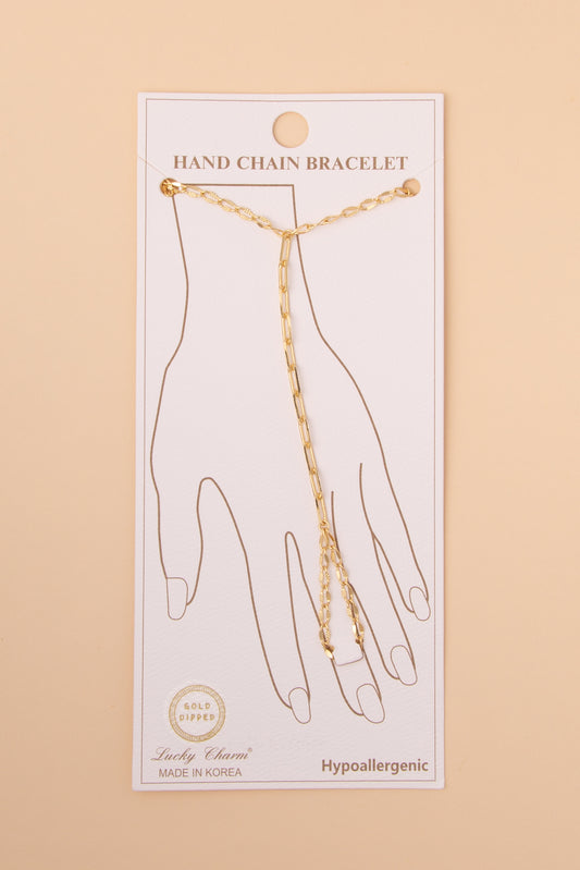 Lindsey Open Cable-Style Hand Chain Bracelet | Gold