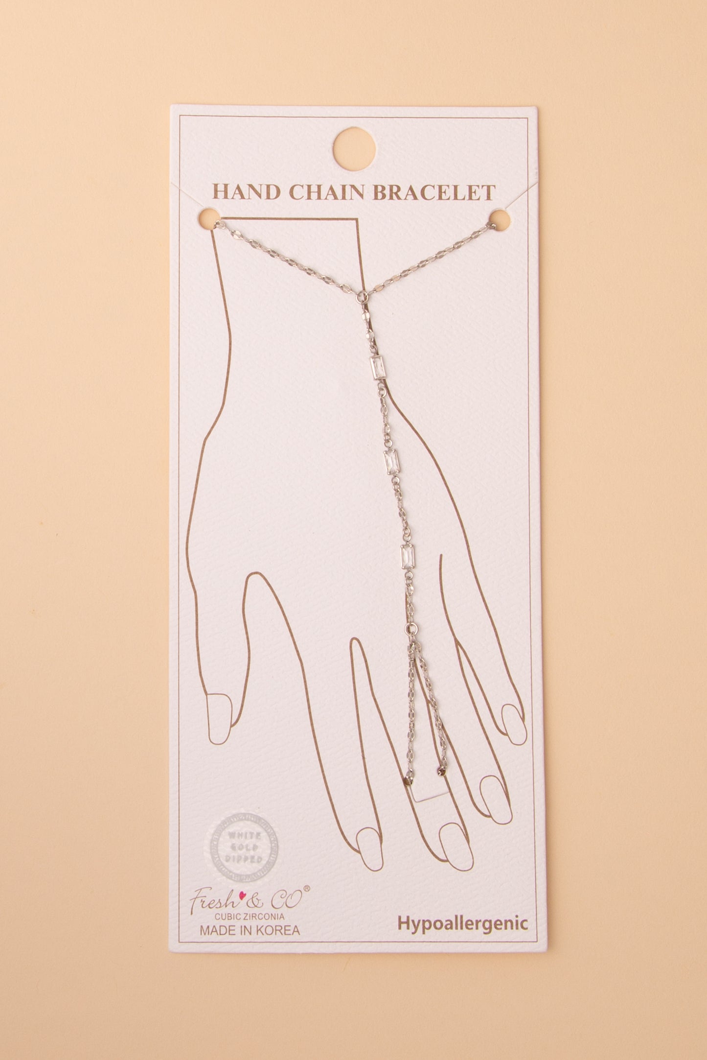 Emma Bezel-Set Baguette Cubic Zirconia Rope Hand Chain Bracelet