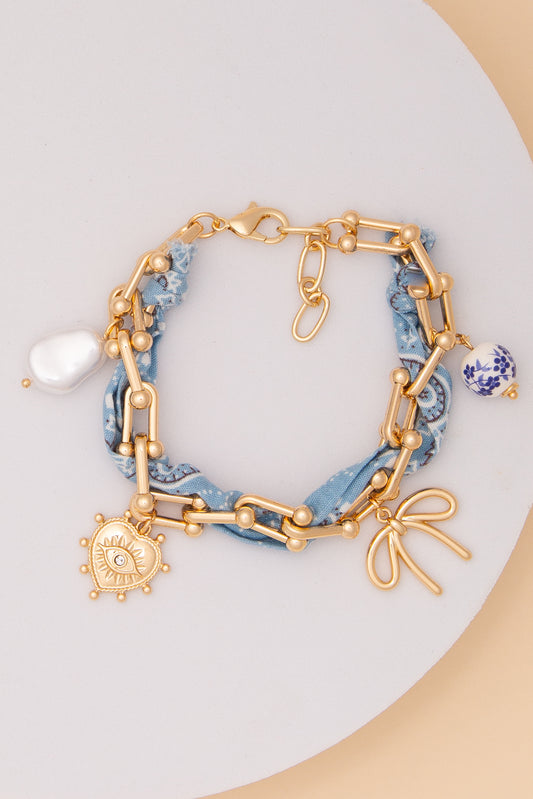 Becky Bandana Western Charm Bracelet | Blue