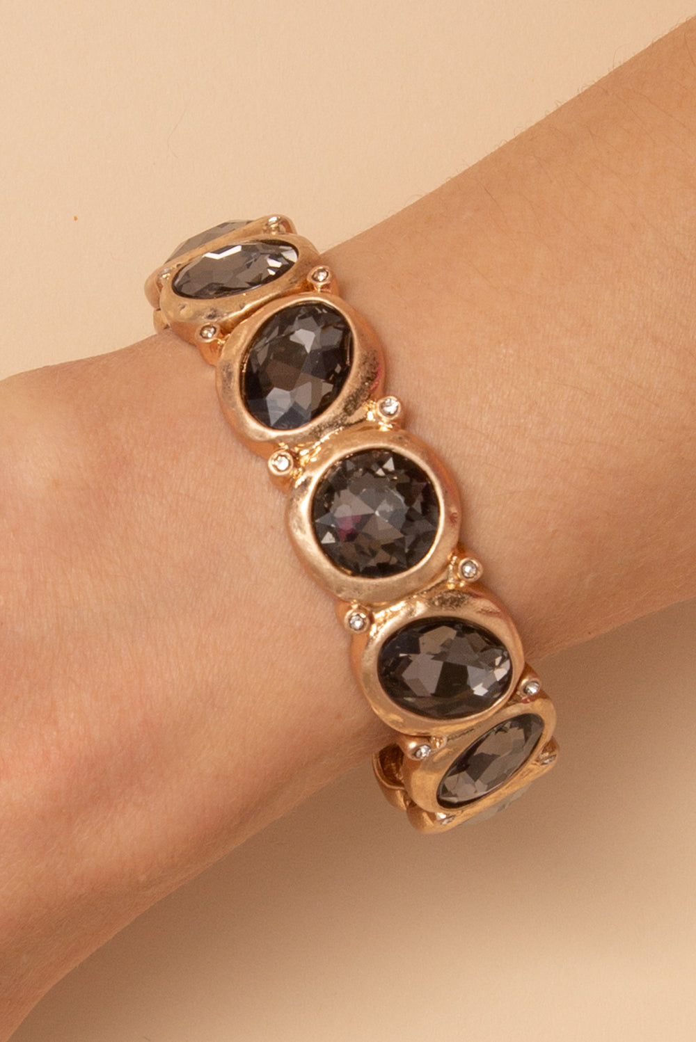 Hazel Bezel Set Crystal Stretch Bracelet