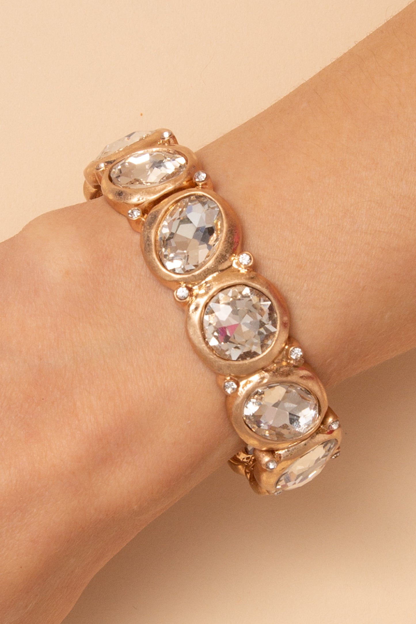 Hazel Bezel Set Crystal Stretch Bracelet