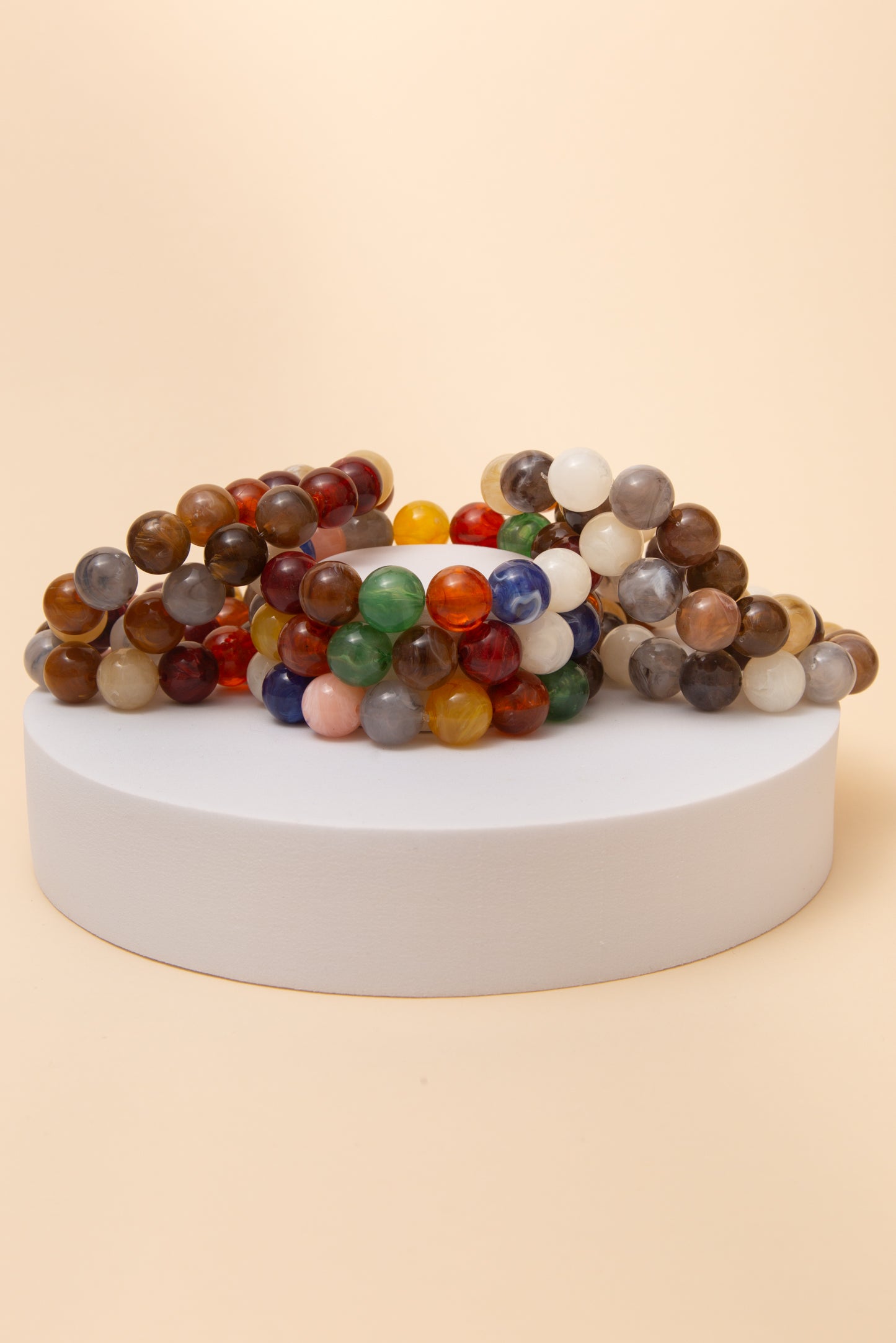 Ariana Multi Color Stone Beaded Stretch Bracelet Set