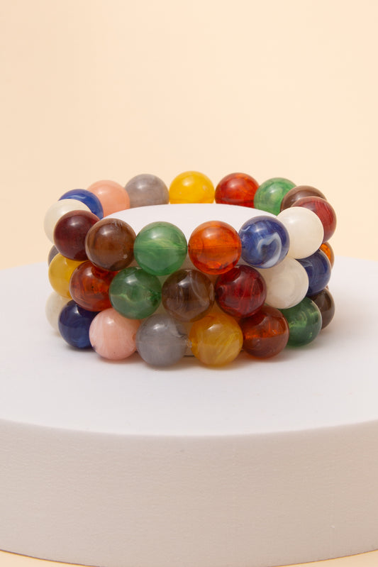Ariana Multi Color Stone Beaded Stretch Bracelet Set | Blue