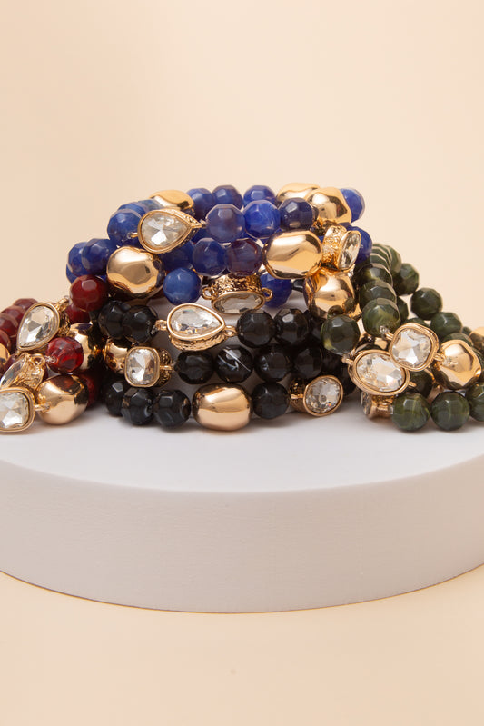 Gabriella Faceted Stretch Bracelet with Gemlike Beads