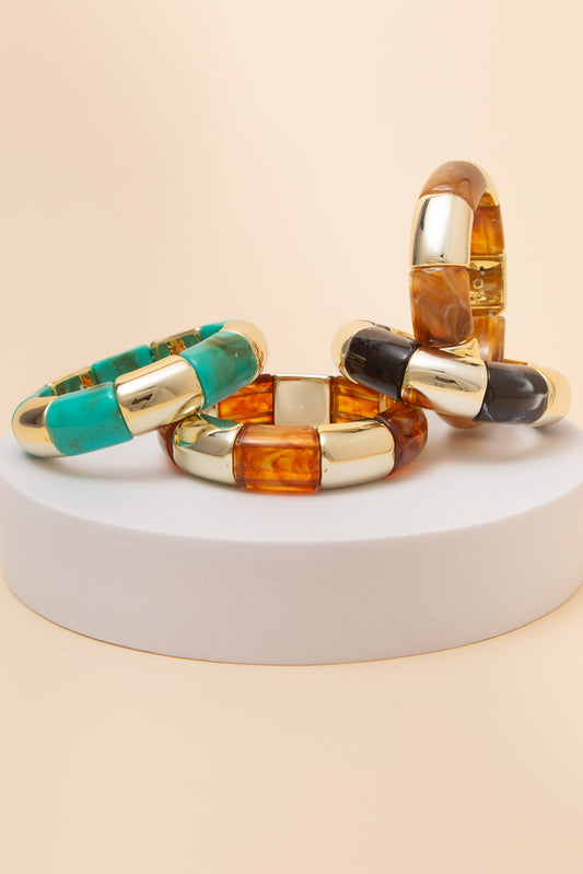 Hailey Resin and Gold Tone Metal Stretch Bracelet