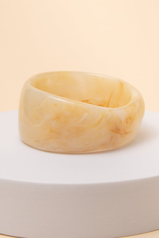 Cora Marbled Resin Bangle Bracelet | Ivory