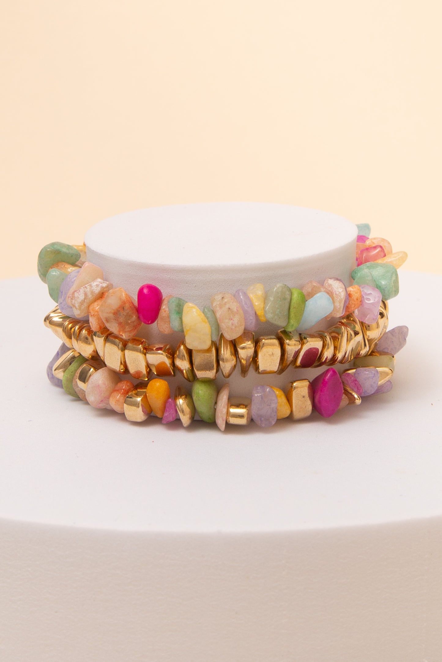 Chloe Stretch Bracelet Set with Freeform Stone Beads