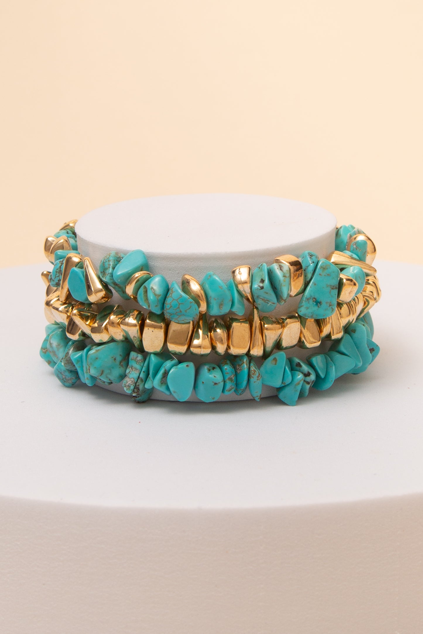 Chloe Stretch Bracelet Set with Freeform Stone Beads