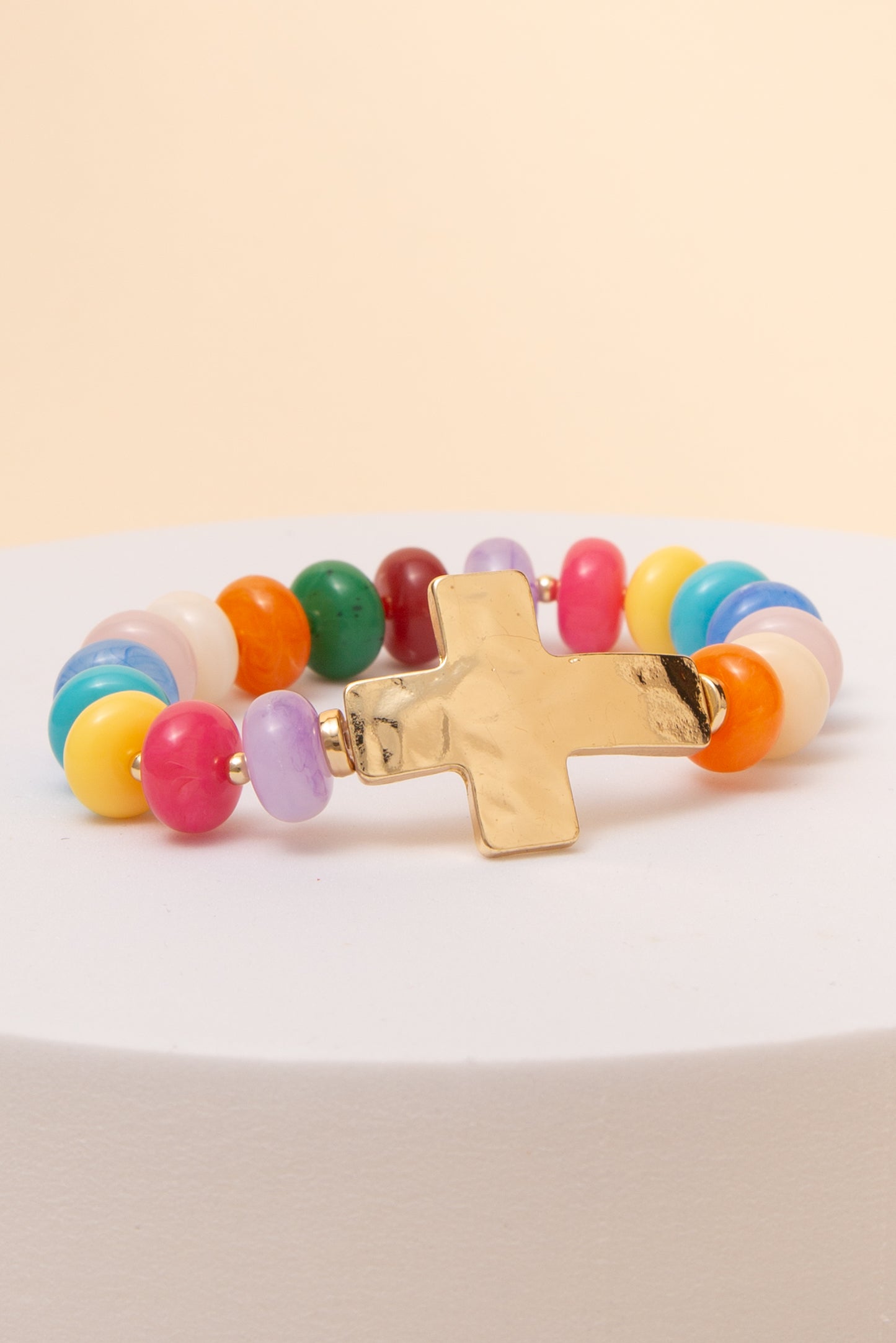 Emilia Multi-Color Marbled Glass Bead Stretch Bracelet