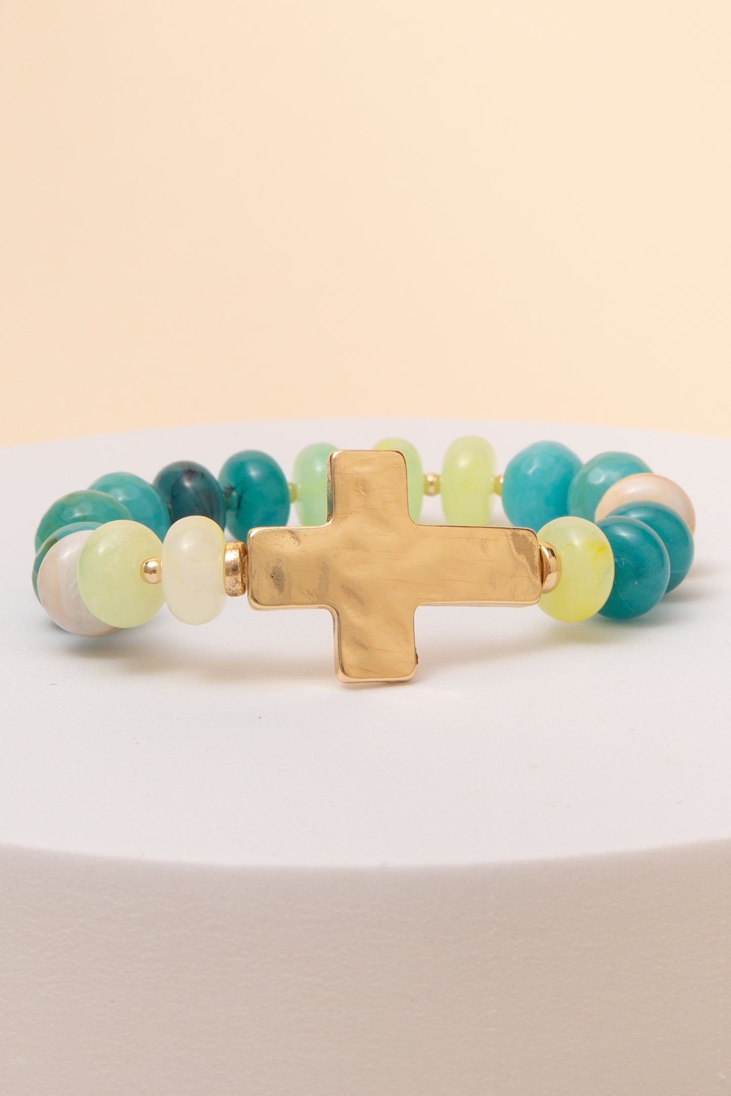 Emilia Multi-Color Marbled Glass Bead Stretch Bracelet