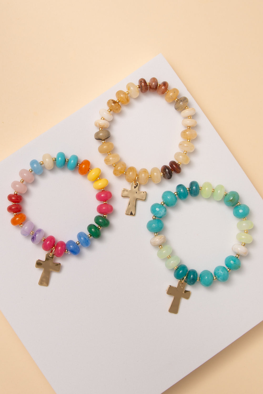 Willow Multi-Color Marbled Glass Bead Stretch Bracelet