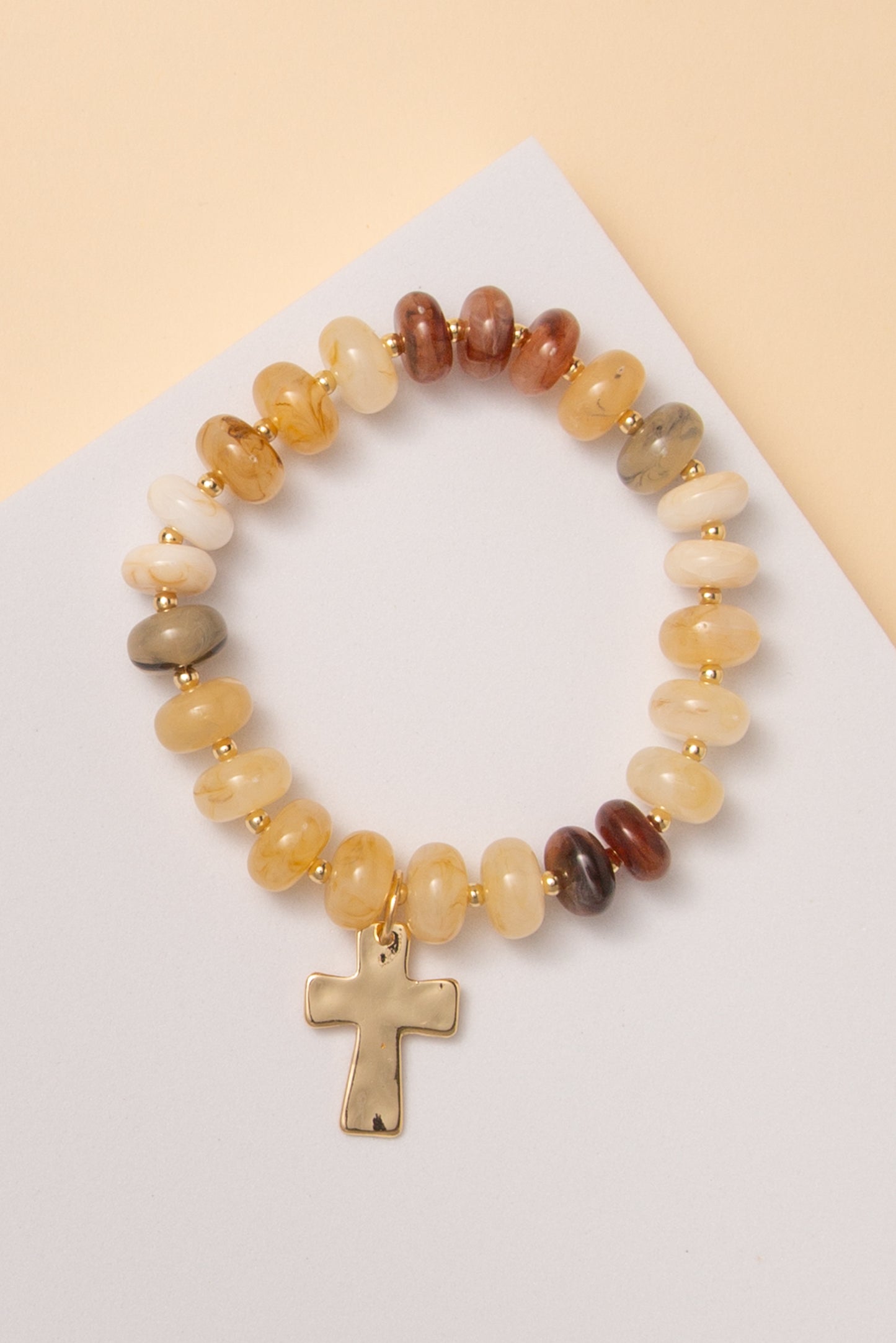 Willow Multi-Color Marbled Glass Bead Stretch Bracelet