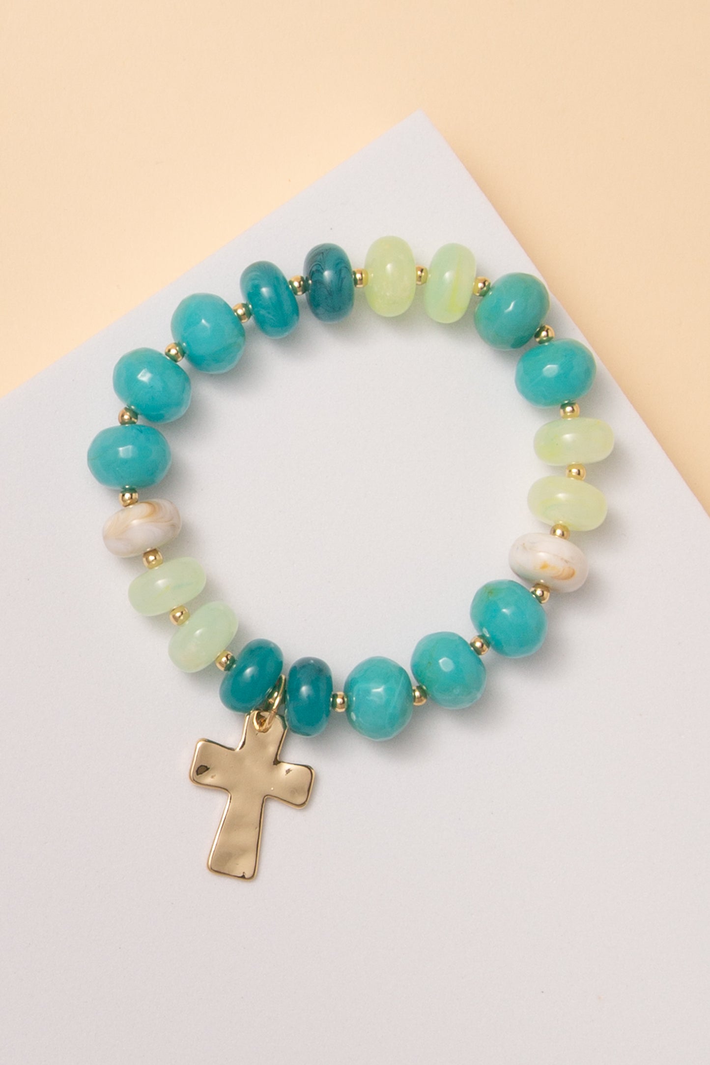 Willow Multi-Color Marbled Glass Bead Stretch Bracelet