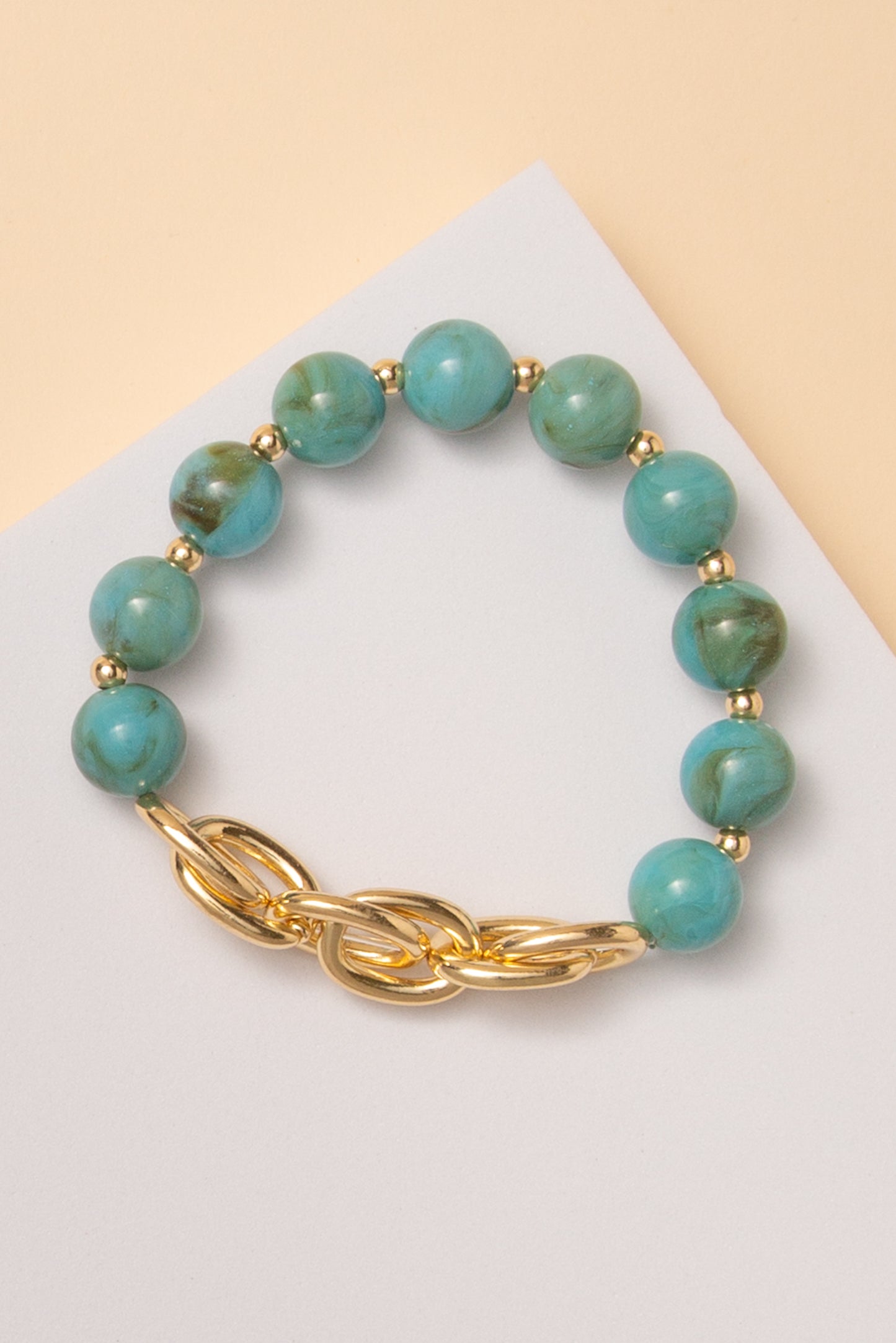 Stella Marbled Stone Beaded Stretch Bracelet