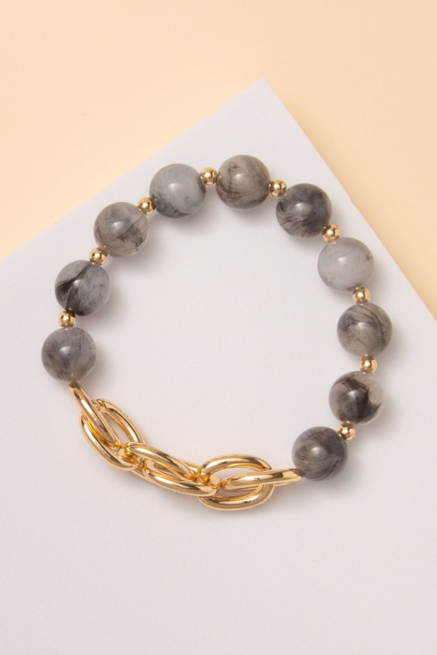 Stella Marbled Stone Beaded Stretch Bracelet