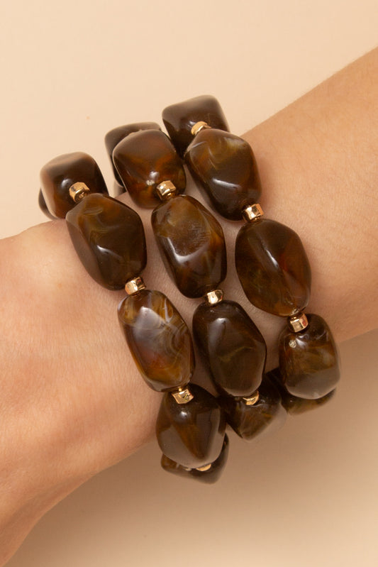 Blair Marble Stone Beaded Stretch Bracelet Set