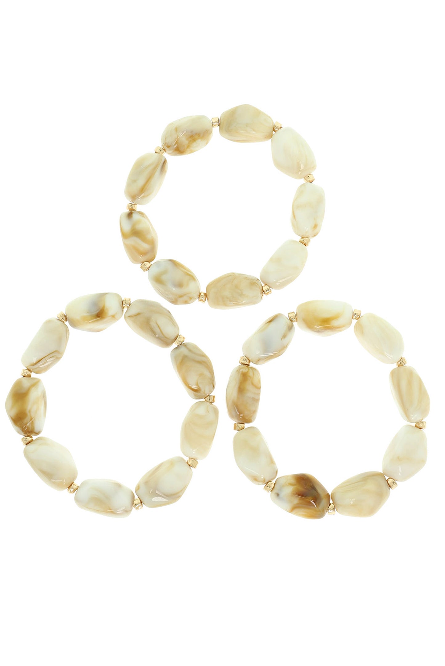 Blair Marble Stone Beaded Stretch Bracelet Set | Ivory