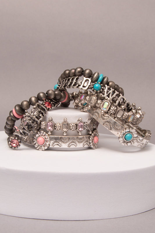 Margot Western Wild West Stretch Bracelet Set with Beaded Bands