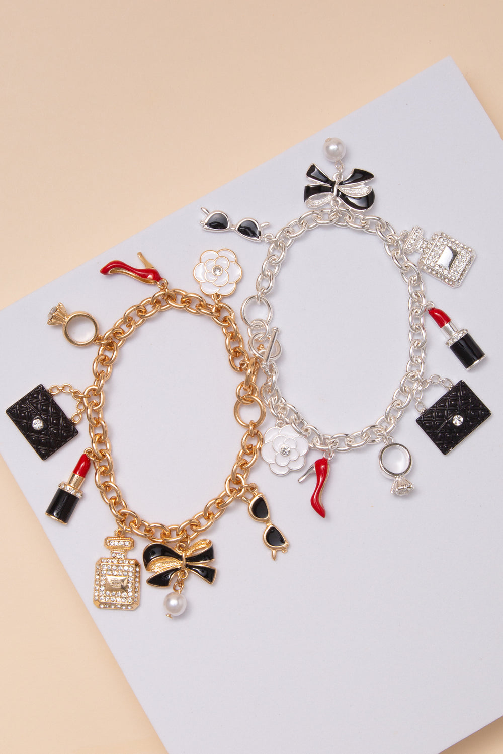 Paisley Fashion Multi Charm Toggle Bracelet