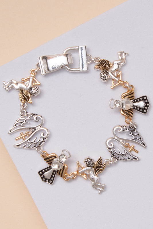 Claire  Rhinestone Link Angel Blessing Bracelet