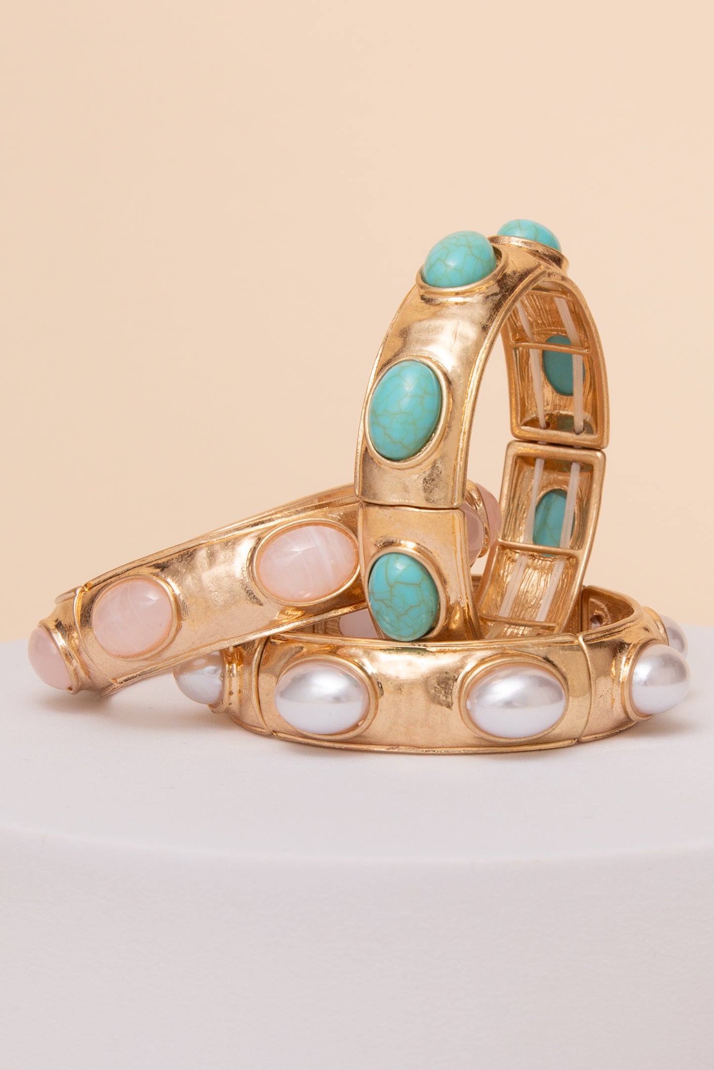 Sophie Hinge Bangle Bracelet with Oval Stone Accents