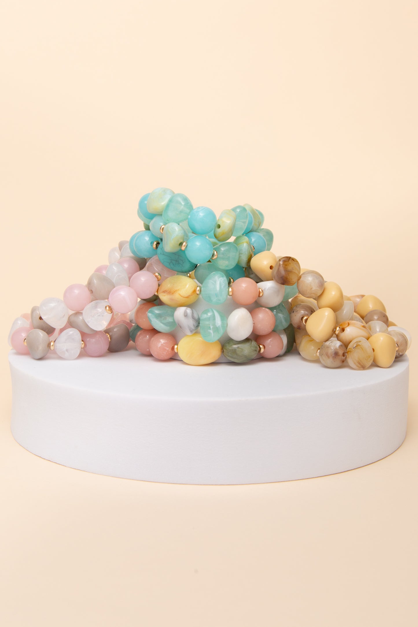 Hannah 3 PC Pastel Mixed Bead Bracelet Set