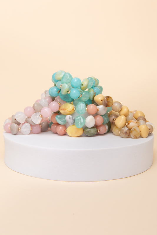 Hannah 3 PC Pastel Mixed Bead Bracelet Set