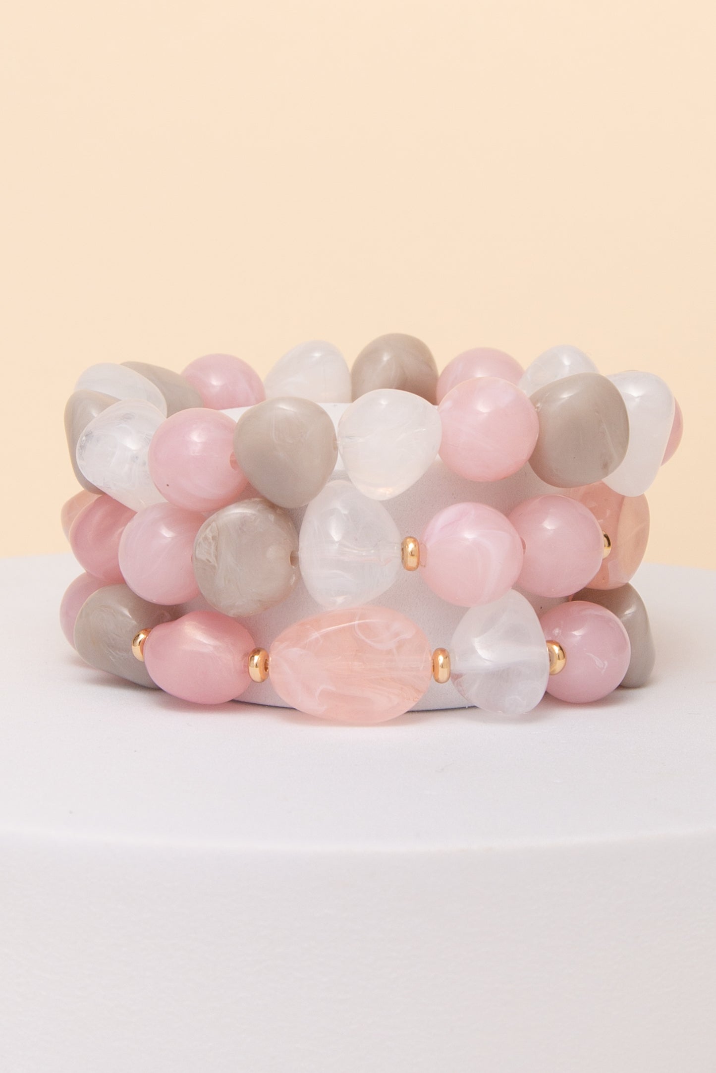 Hannah 3 PC Pastel Mixed Bead Bracelet Set