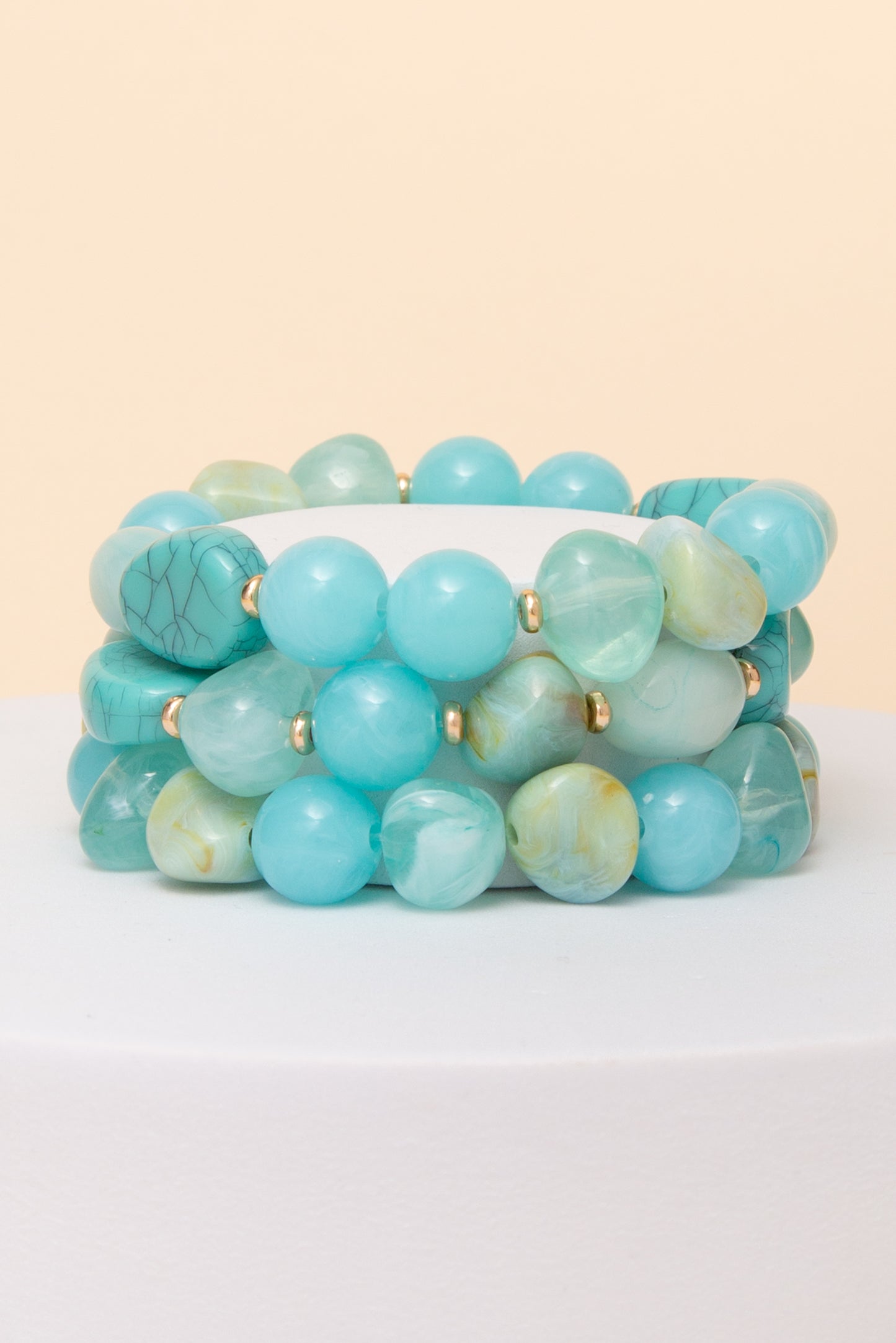 Hannah 3 PC Pastel Mixed Bead Bracelet Set