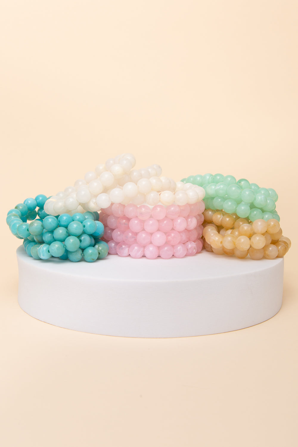 Sienna 4 PC Marbled Pearl Bead Stretch Bracelet Set