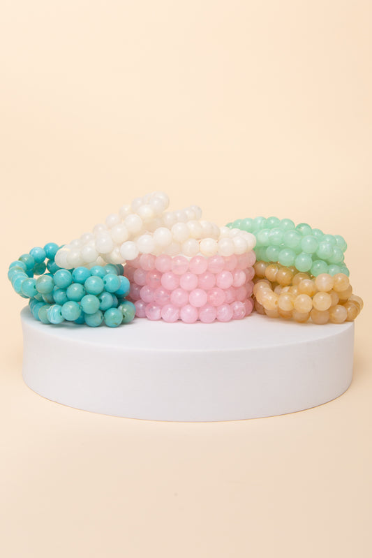 Sienna 4 PC Marbled Pearl Bead Stretch Bracelet Set