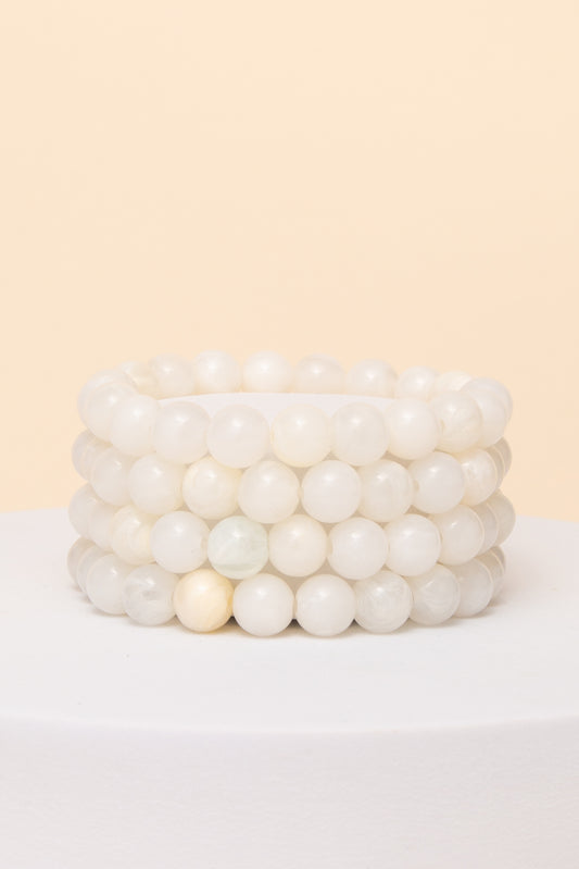 Sienna 4 PC Marbled Pearl Bead Stretch Bracelet Set