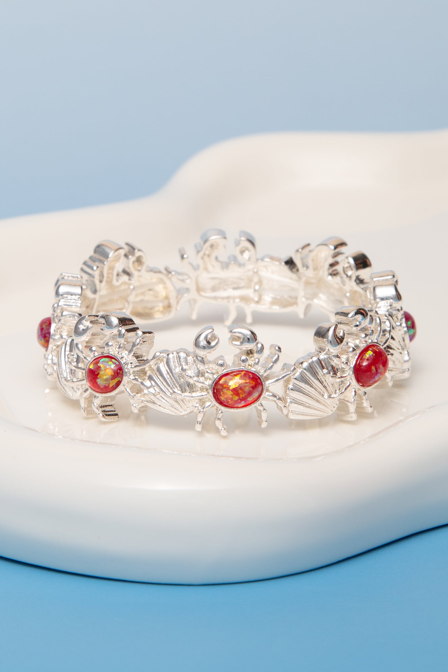 Sophie Polished Opal Stone Crab Stretch Bracelet