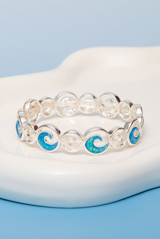 Layla Polished Opal Stone Wave Stretch Bracelet