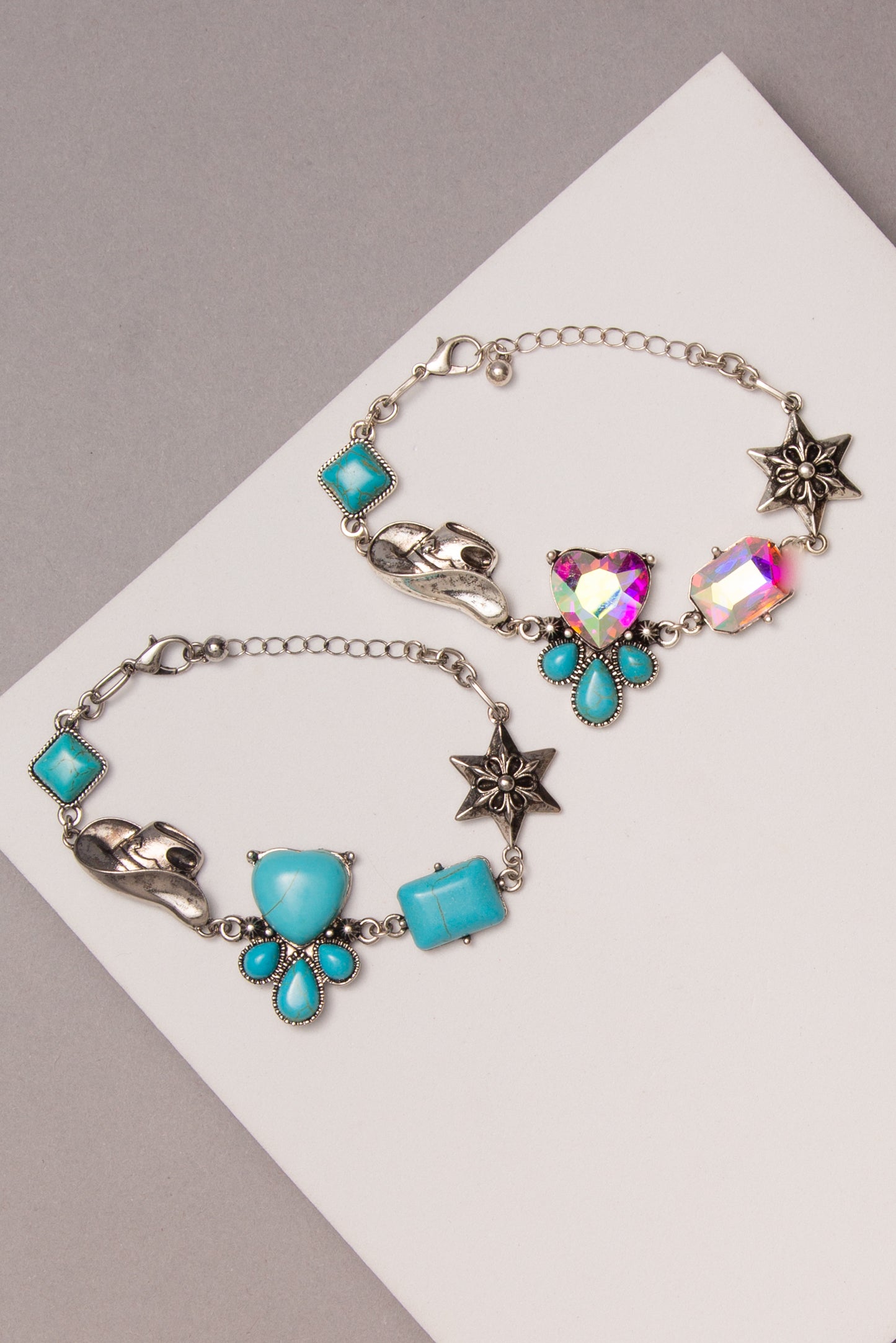 Nicole Western Semi Heart Stone Bracelet