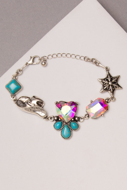 Nicole Western Semi Heart Stone Bracelet | Iridescent