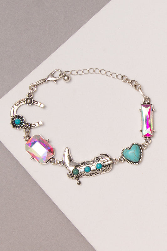 Jocelyn Western Semi Stone Cowboy Boot Bracelet