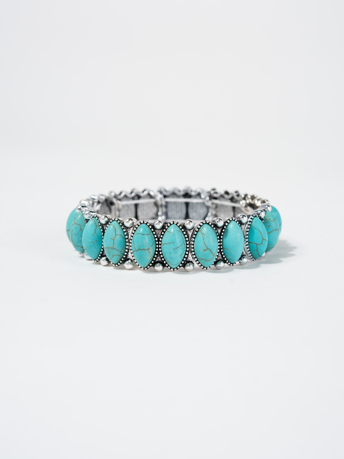 Arabella Western Oval Turquoise Stone Stretch Bracelet