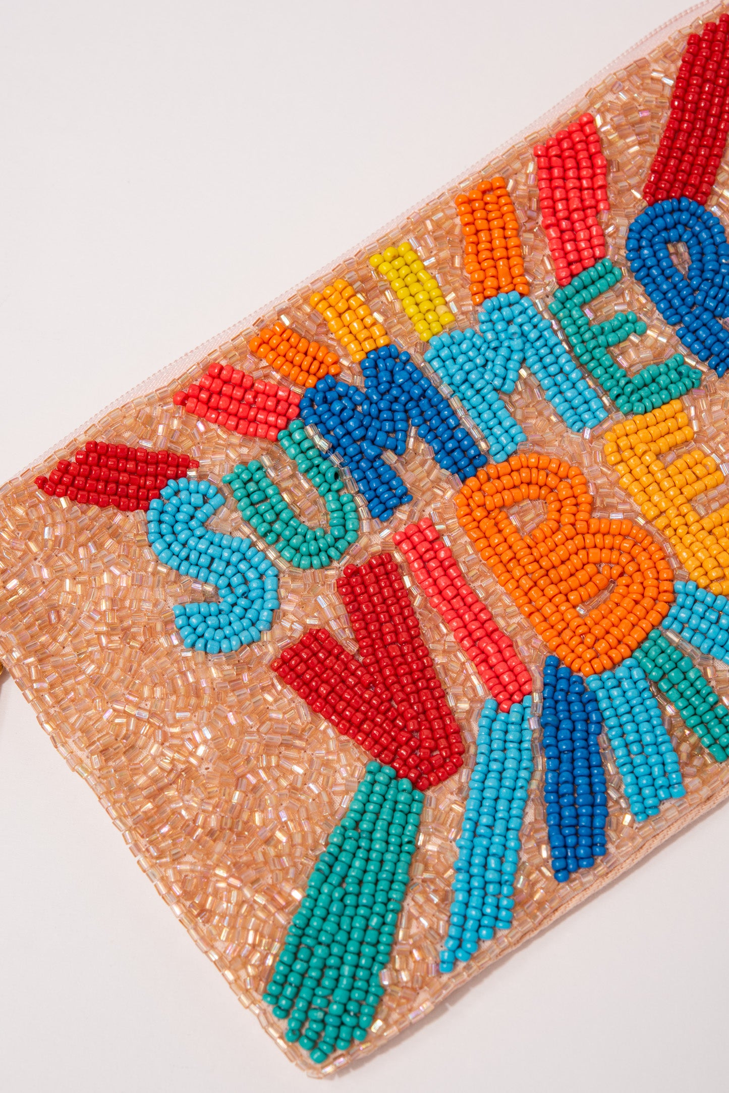 SUMMER VIBES Beaded Wristlet Pouch