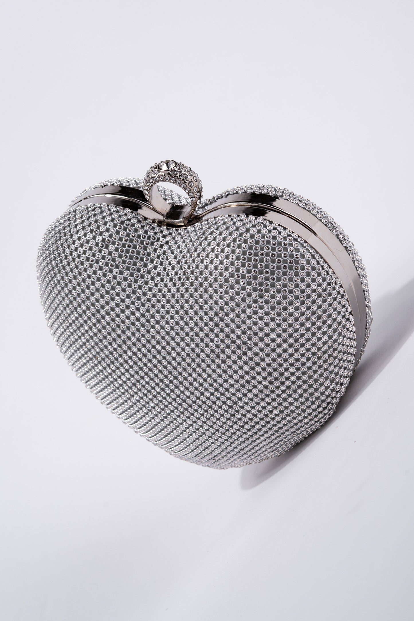 Reese Crystal Heart Shaped Evening Bag Detachable Crossbody