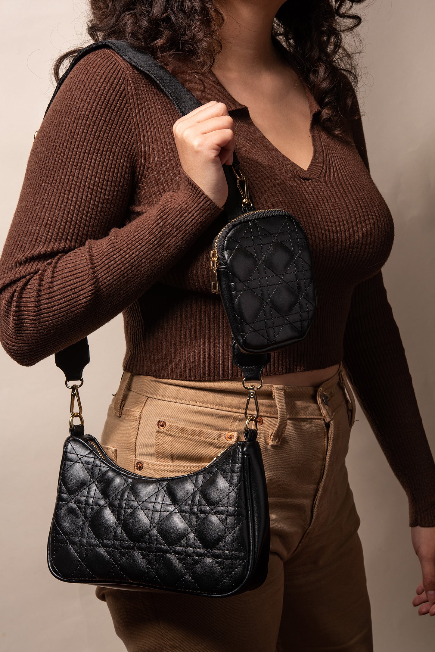 Quilted Crossbody Bag with Coin Purse