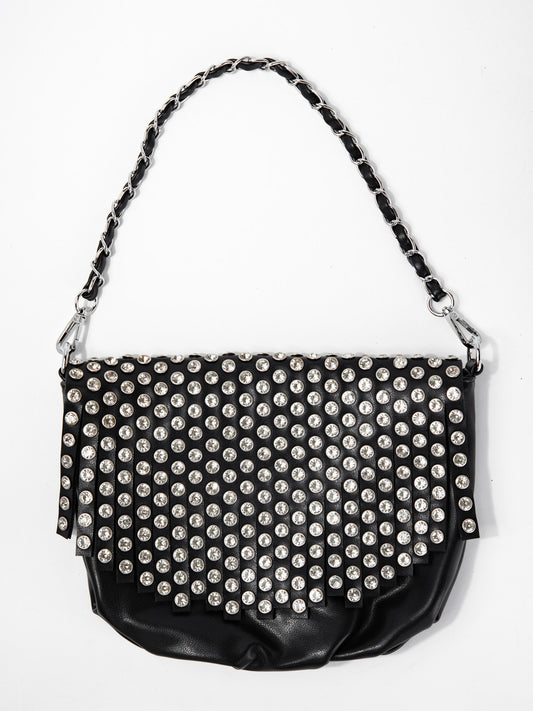 Aria Crystal Studded Messenger Bag with Dual Strap