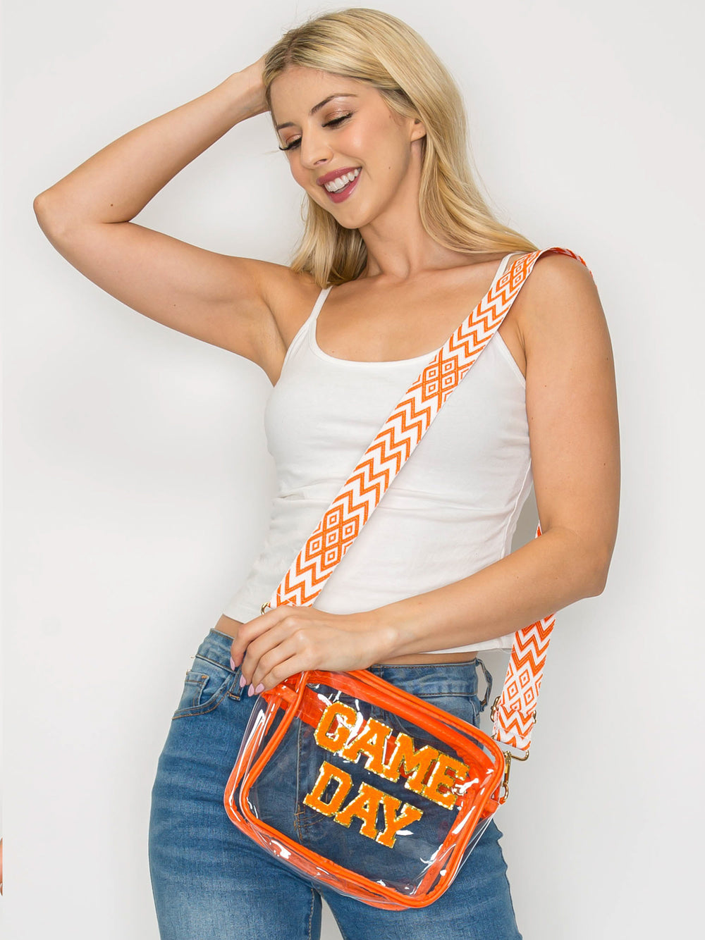 Natalia “Game Day” Fuzzy Chenille Clear Crossbody Bag