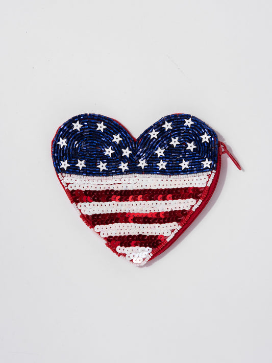 Lyla Love USA Heart Sequence Coin Bag