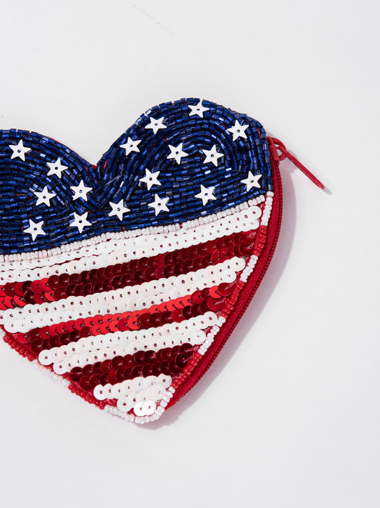 Lyla Love USA Heart Sequence Coin Bag