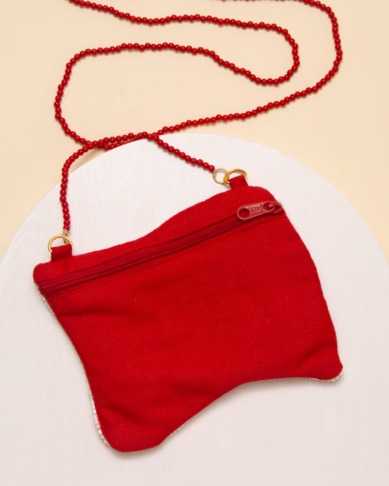 Sally Sequins Seed Beaded Ribboned Flag Crossbody Bag