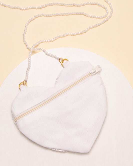 Rhonda  "Teacher" Sequins Seed Beaded Heart Crossbody Bag